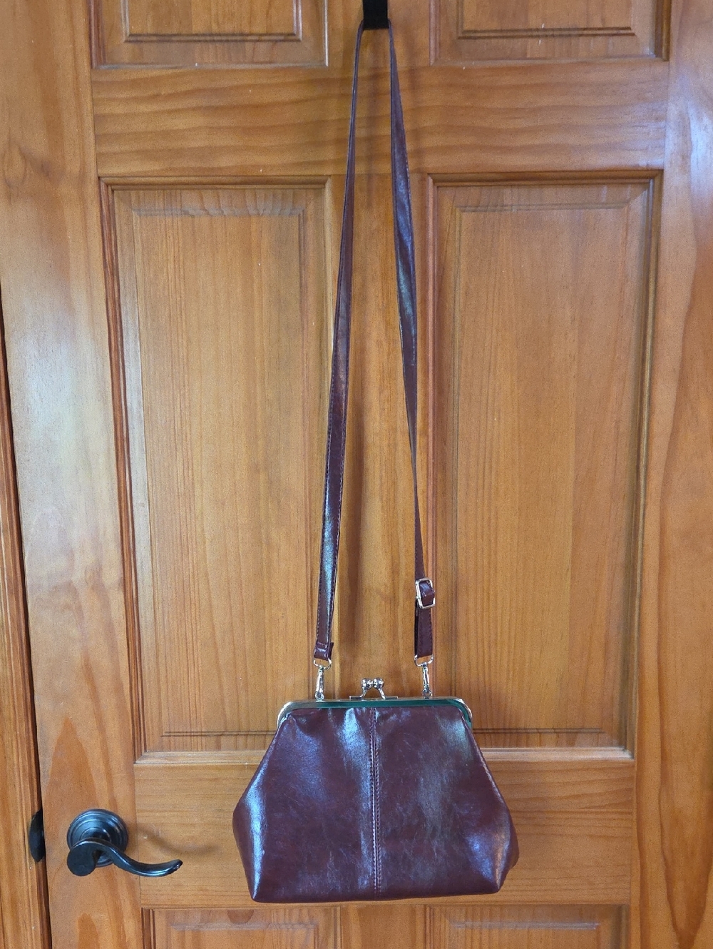 Classic Leather Crossbody Bag in Deep Burgundy.